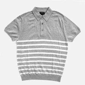 The Bar Men's Polo in Gray and White Stripes
